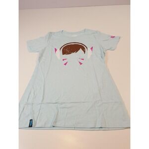 Overwatch D.Va Shirt Womens Large Light Blue Blizzard Graphic Tee T-Shirt Gaming